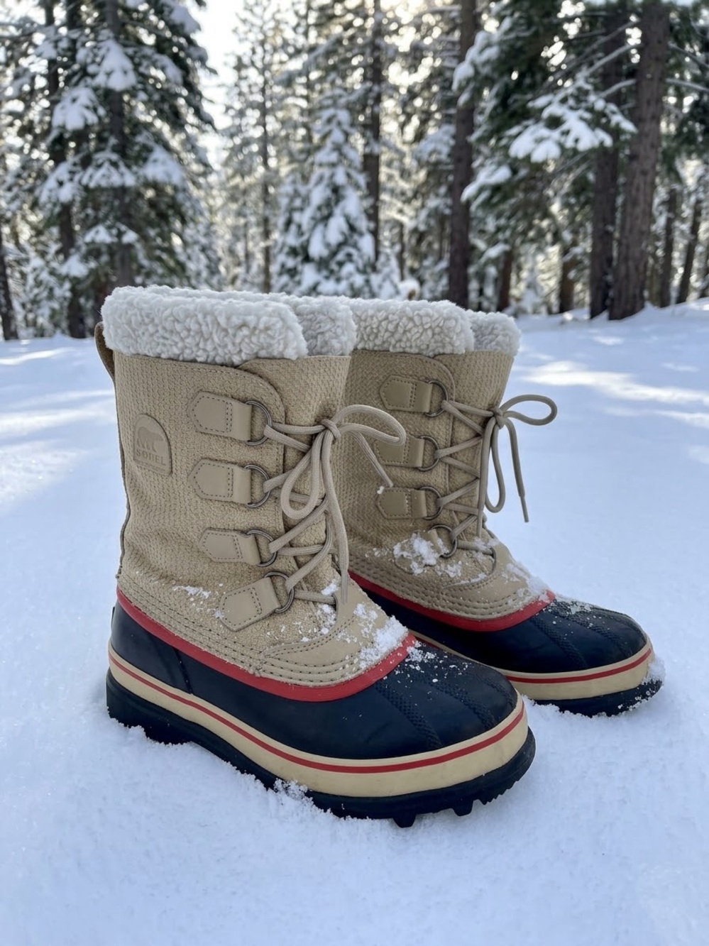 Sorel Women's Caribou Winter Snow Boots Beige Tan Suede Waterproof Size 6.5